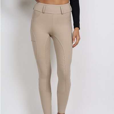 Anti Pilling Equestrian Leggings Khiki Riding Breeches With Phone Pocket