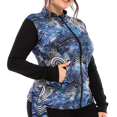 Stand Collar Plus Size 3 Piece Yoga Sets Side Pocket Squat Proof Womens Gym Set