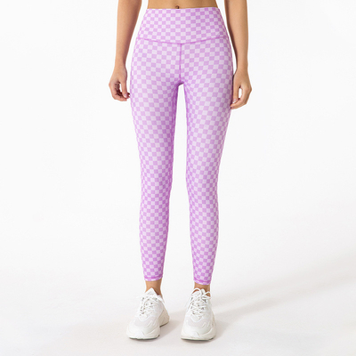 Sweat Wicking Workout Womens XL Yoga Pants Checkerboard Grid High Waisted
