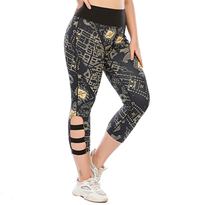 Oversized Printed Hollow Out Yoga Pants Women Breathable Gym Leggings