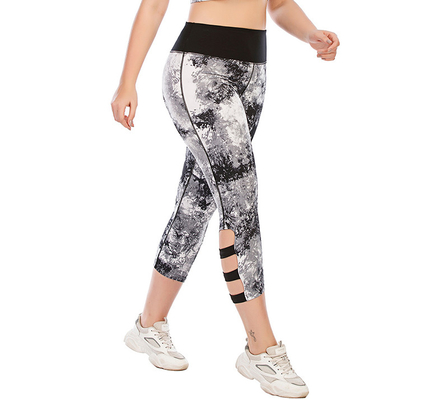 Printed Tie Dye Workout Pants Yoga Leggings High Elastic For Fat Women
