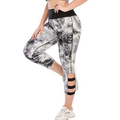 Printed Tie Dye Workout Pants Yoga Leggings High Elastic For Fat Women