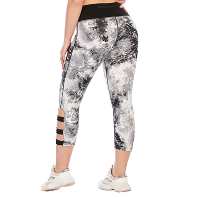 Printed Tie Dye Workout Pants Yoga Leggings High Elastic For Fat Women