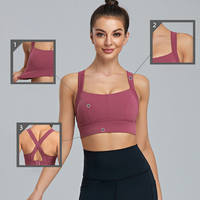Womens Cross Strappy Plus Size Sports Bra Running High Elastic Active Stretch