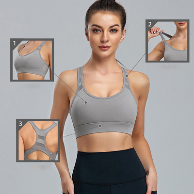 Shockproof Plus Cup Sports Bra Womens Fixed Breast Pad With Shoulder Strap