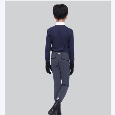 Quick Drying Childrens Horse Riding Tights Knee Silicone Navy Blue Riding Leggings