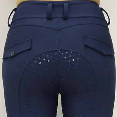 Womens Horse Riding Pants Navy Blue Front Pocket Full Seat Silicone Grip Breeches