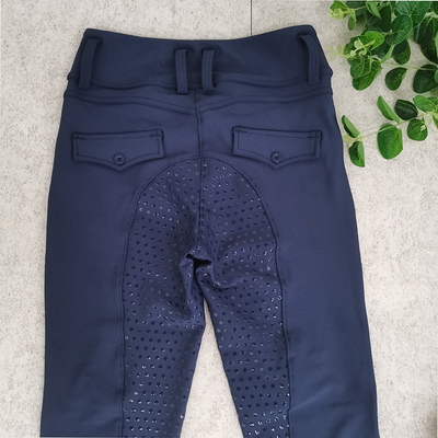 Womens Horse Riding Pants Navy Blue Front Pocket Full Seat Silicone Grip Breeches
