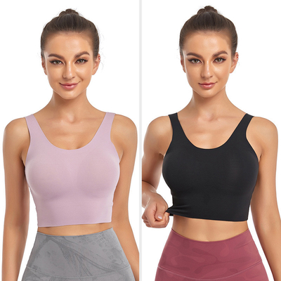 Deep U Type Crop Top Sports Bra Shockproof Gathered Shock Absorber Run Bra