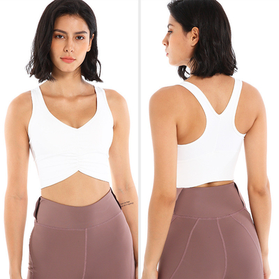 Gathered Plus Size Yoga Bra Shockproof Y Shape Women Fitness Sports