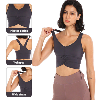 Gathered Plus Size Yoga Bra Shockproof Y Shape Women Fitness Sports