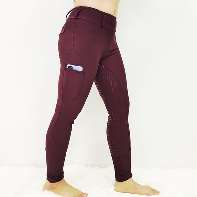 Maroon Red Ladies Horse Riding Leggings Equestrian Breeches Womens Size XXS - XL