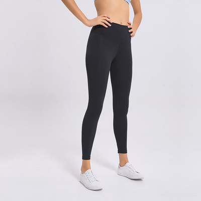 Women'S High Waist Sports Pocket Yoga Pants Solid Color Tight