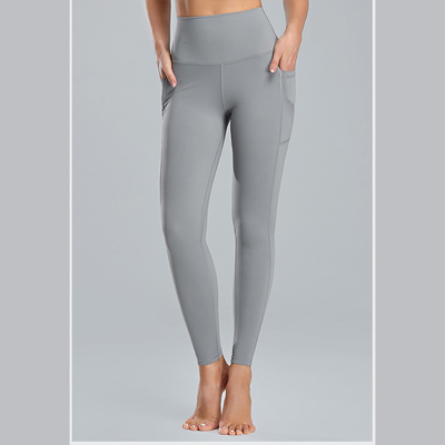 Nude Ladies Plus Size Sports Leggings Hip Lifting Gym Leggings With Pockets