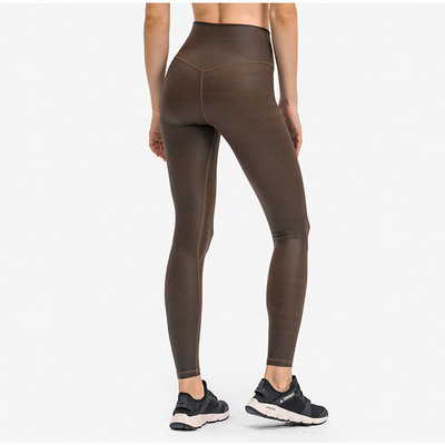 Hidden Pocket Yoga Pants Nude Gilded Women Matte Faux Leather Leggings