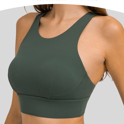 Padded Womens Sports Bra Y Shaped Back Shockproof wirefree High Neck Sports Top