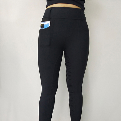 Compression High Waisted Riding Breeches Woman Full Seat Black Equestrian Leggings