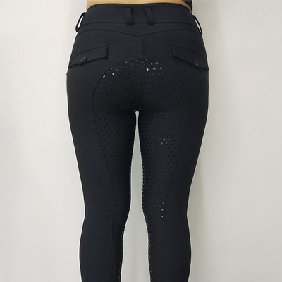 Compression High Waisted Riding Breeches Woman Full Seat Black Equestrian Leggings