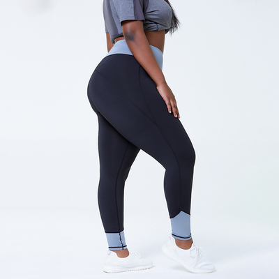 L - 4XL Solid Plus Size Yoga Pants High Waist Splicing Yoga Workout Leggings
