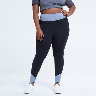 L - 4XL Solid Plus Size Yoga Pants High Waist Splicing Yoga Workout Leggings