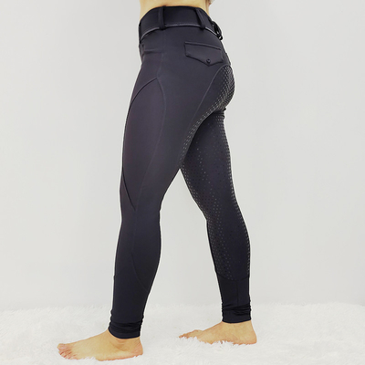 Grey Equestrian Horse Riding Pants Leggings Full Seat Silicone