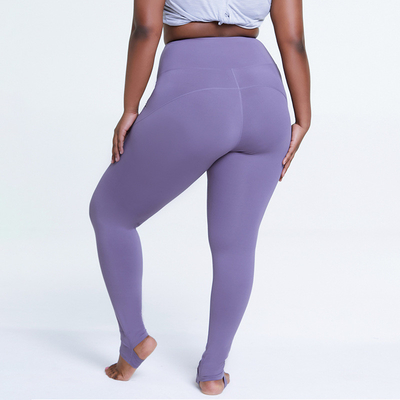 Over Waist Plus Size Yoga Pants 80% Polyester Solid Tummy Control Sports Leggings