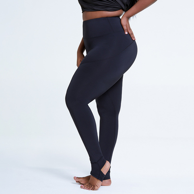 Over Waist Plus Size Yoga Pants 80% Polyester Solid Tummy Control Sports Leggings
