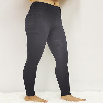 Brushed Winter Grey Horse Riding Leggings Full Seat Grip For Women