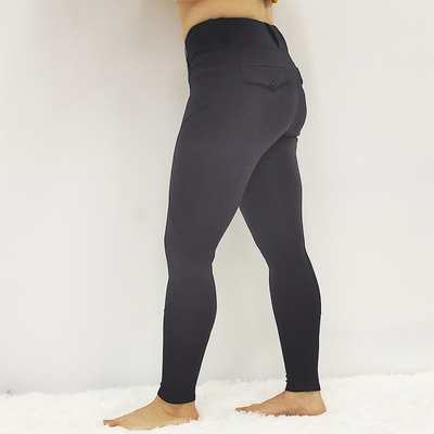 Brushed Winter Grey Horse Riding Leggings Full Seat Grip For Women