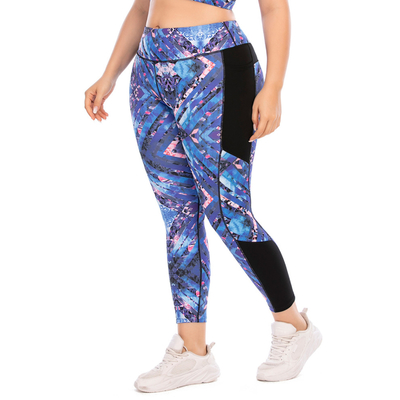 Polyester Women's High Waist Yoga Leggings / Workout Pants With Side Pocket