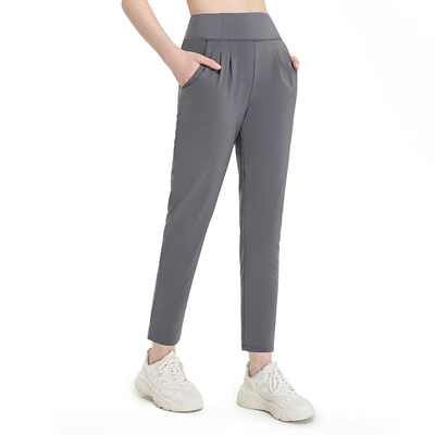 Casual Straight Nylon Pocket Yoga Pants Nude Sports Leggings