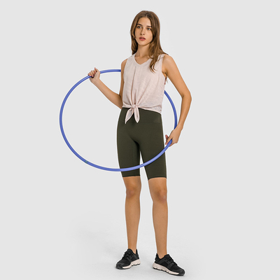 Jacquard Bandage Ladies Yoga Tops Sweat Wicking Fitness Sleeveless Short Tank Top