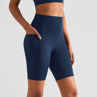 STC Yoga Women'S Shorts Nude Five Pants Peach Hip Tights Ultra High Waist Pockets