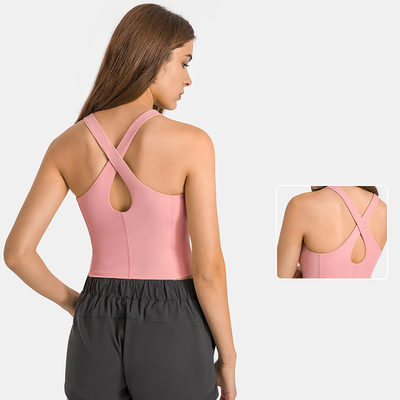 Hot Sale Criss Back Padded Strappy Sports Bras Women Tank Top Active Stretch