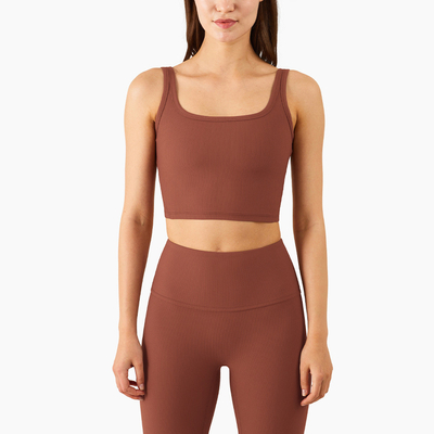 New Threaded Nude Yoga Bra Vest-Style Fitness Running Sports Bra Women