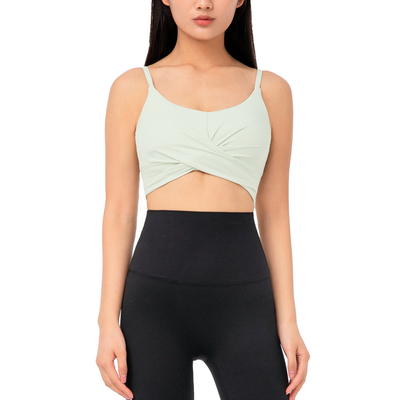Yoga Workout Sports Bra Cross Folds Sexy Thin Straps Women Running Fitness Yoga Underwear