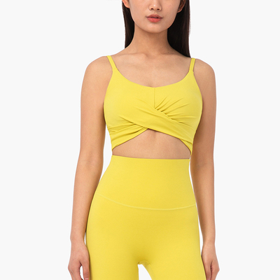 Yoga Workout Sports Bra Cross Folds Sexy Thin Straps Women Running Fitness Yoga Underwear