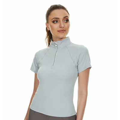 11 Colors Horse Riding Short Sleeve Shirt With Half Zipper Four Way Stretch Equestrian Base Layer