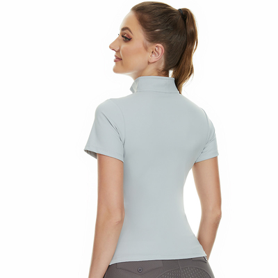 11 Colors Horse Riding Short Sleeve Shirt With Half Zipper Four Way Stretch Equestrian Base Layer