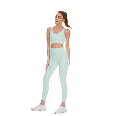 2 Piece Women Yoga Leggings Sets Clothes Shockproof Wide Sports Bra Yoga Clothing