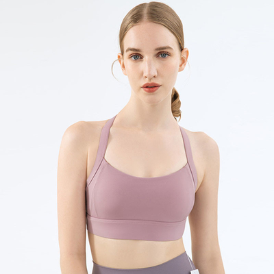 Pink S L High Impact Womens Sports Bra Back Cross Workout Clothing