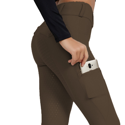 Full Seat Silicone Brown Horse Riding Pants 280gsm Moisture Wicking