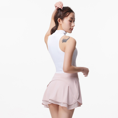 High Waist Workout Women Golf Skirts Mesh Design Anti - Glare  With Shorts