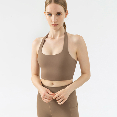 New Hanging Neck Shockproof Sexy Yoga Bra Nylon Woman Sport Bra