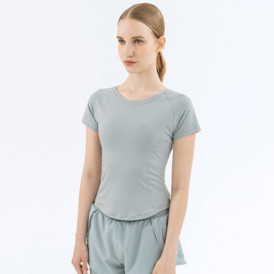 Summer Mesh Stitching Yoga Short Sleeve Nylon Sports Fitness T Shirt Women