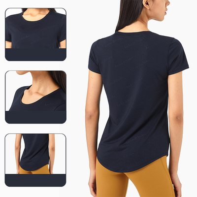 Nuls Printed Ladies Yoga Tops Loose High Elastic Short Sleeved T Shirt