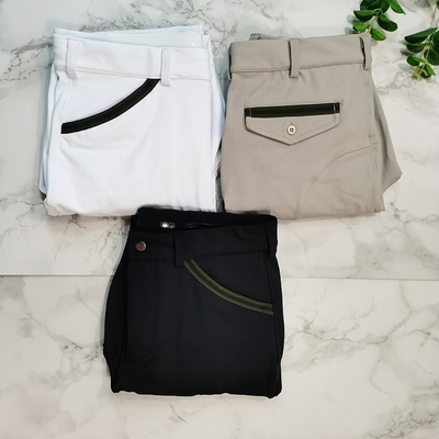 Zipper White Man'S Competition Horse Riding Reeches With Pockets