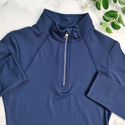 Navy Western Long Baselayer Zip Horse Riding T Shirts Custom Logo