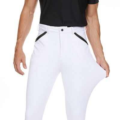 RTS White Men's Breeches High Etastic Equestrian Pants Knee Silicone Grip