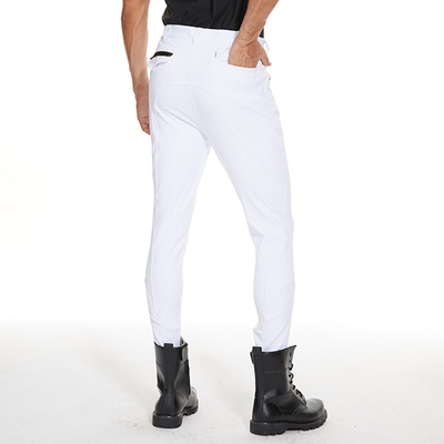 RTS White Men's Breeches High Etastic Equestrian Pants Knee Silicone Grip